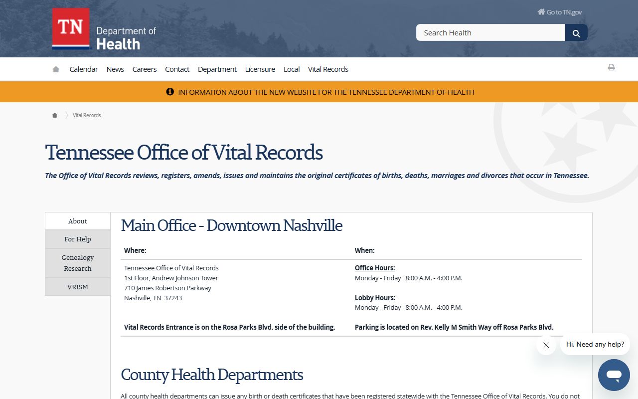 Tennessee Family Court Records vital records information